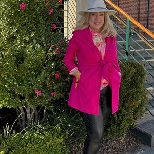 Pink Trench Coat with Classic Tailored Design